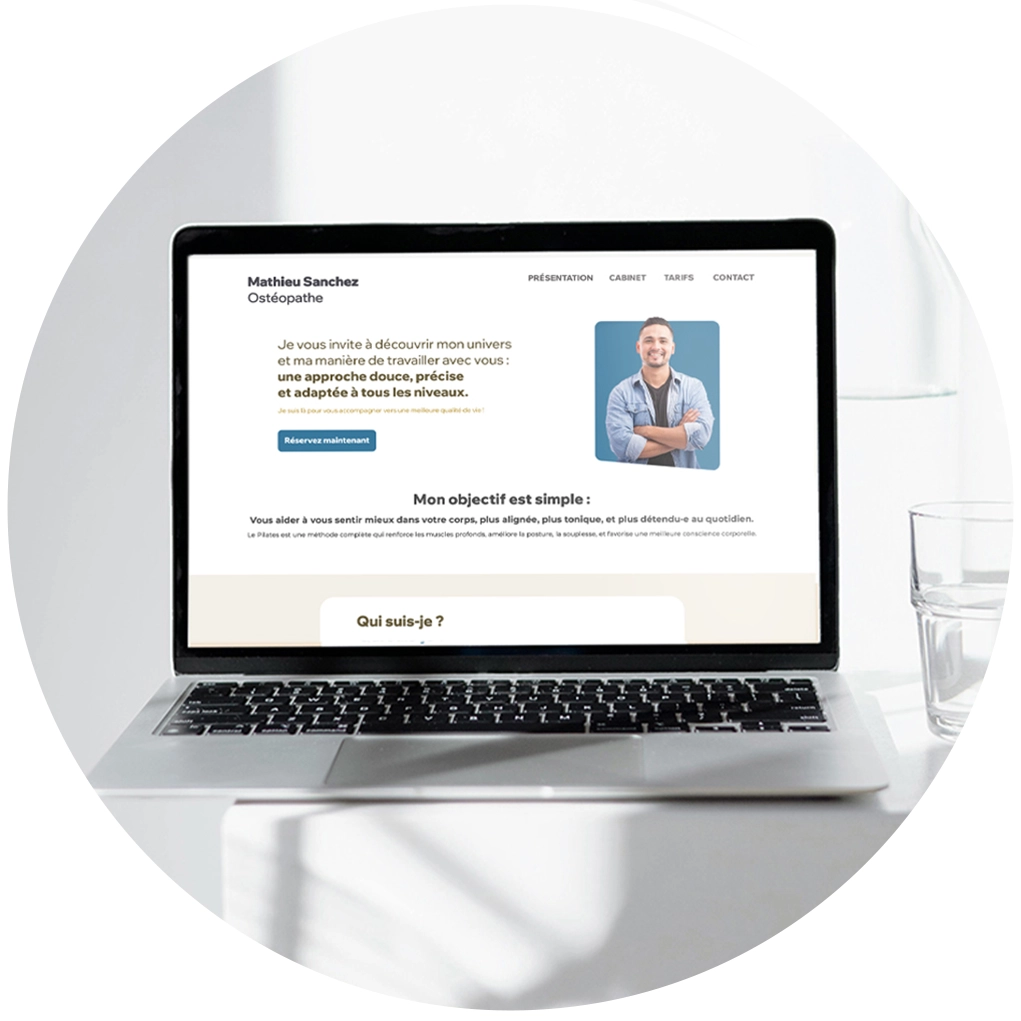 Mockup graphique représentant un site web destiné aux professionnels de santé